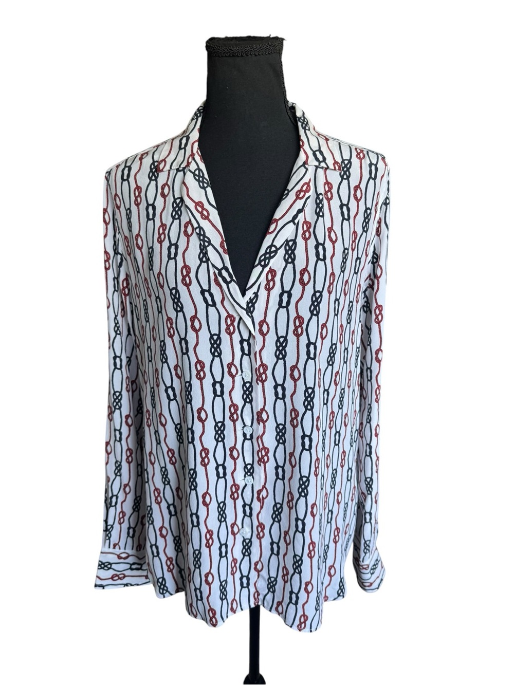 Equipment Femme L/G 100% Silk Nautical Rope Print Button Down Blouse